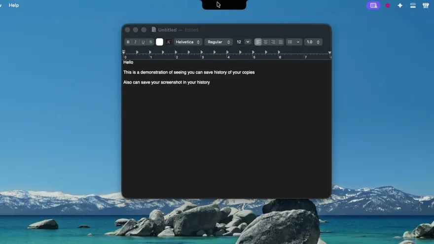 Terminal you can type in, in place shown in the Notchy island